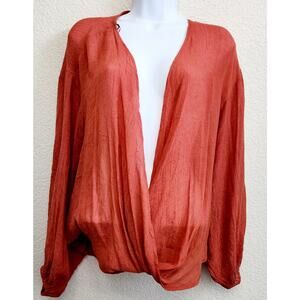 Favlux Persimmon Burnt Orange Crisscross Long Sleeve Top Small Lightweight Soft